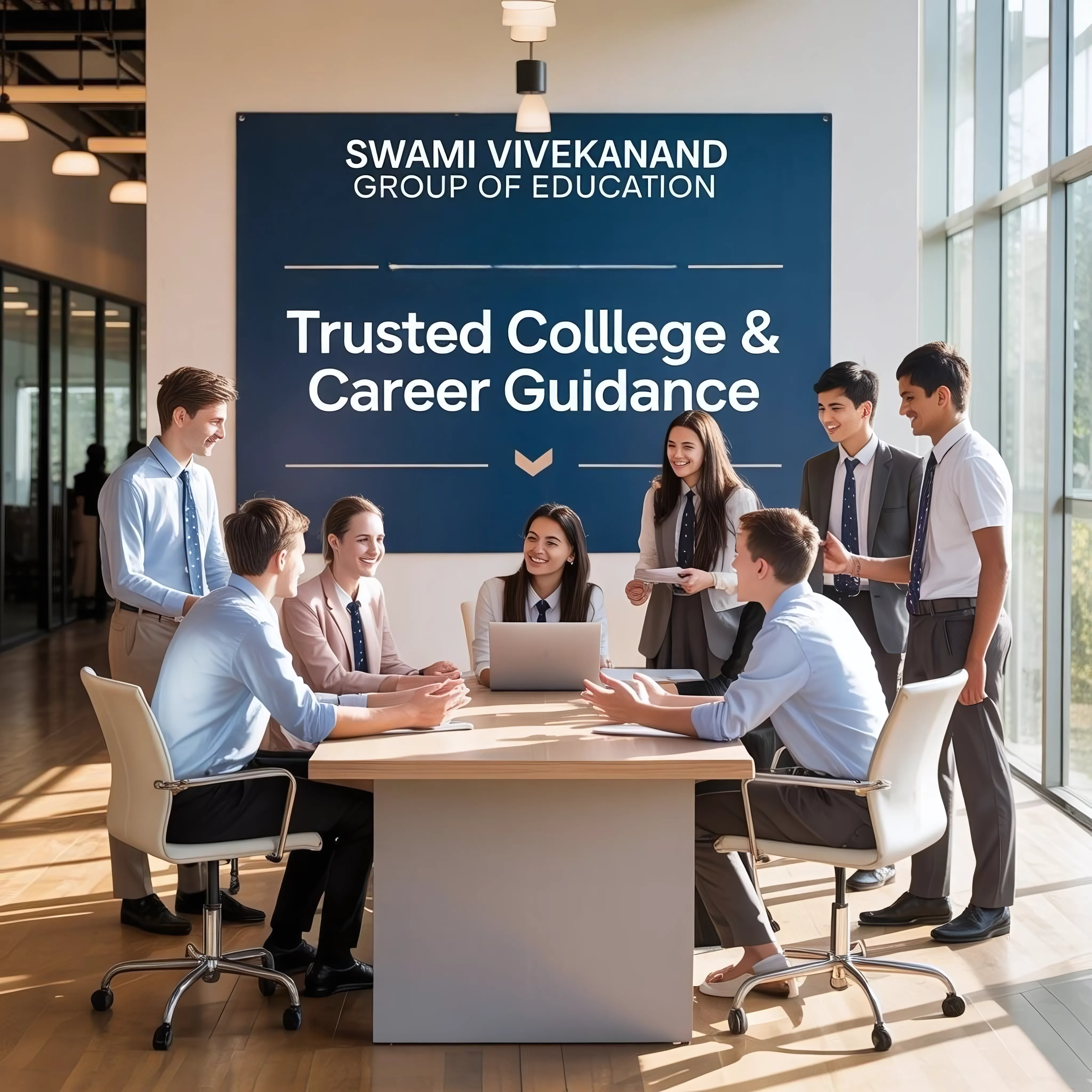 Students consulting with counselors